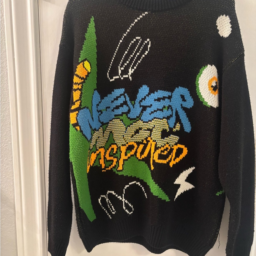 Zara Black Sweater with Colorful Graphic Design